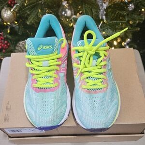 Asics Aqua and Lime Athletic Sneakers